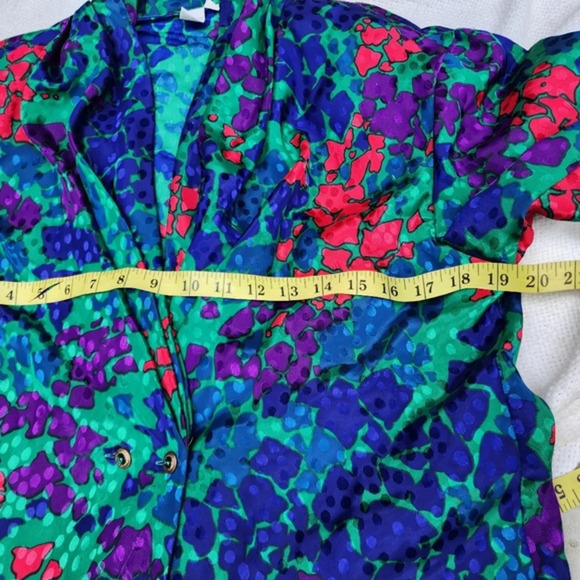 1980s Abstract Floral RlDrape Blouse S/M - Picture 10 of 10